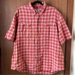 DULUTH TRADING 2XL Short Sleeve Mens Orange Shirt Hemp Organic Textured Cotton